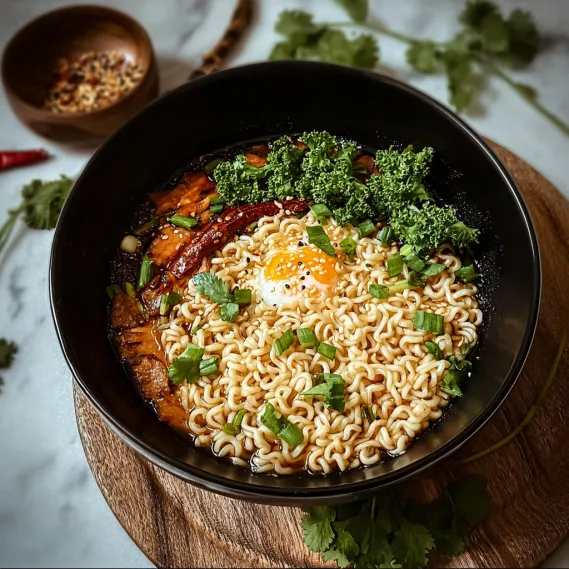 A bowl of noodles with a fried egg on top.