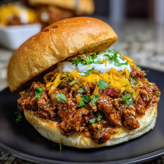 A chili cheese burger with lettuce and tomato.