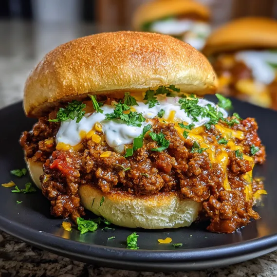 A burger with chili and cheese on a bun.