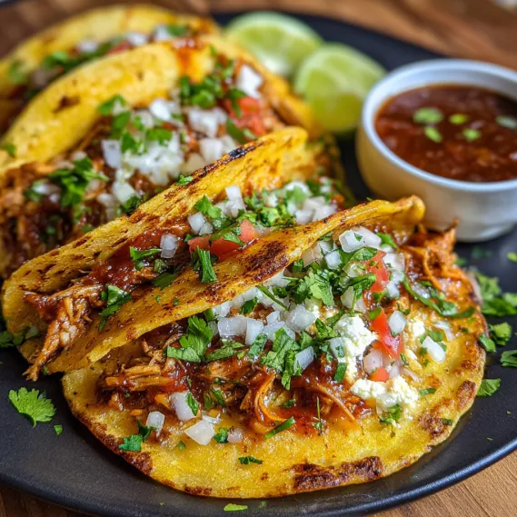 A plate of tacos with a bowl of salsa.