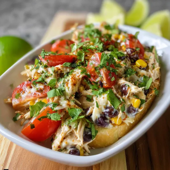 A bowl of food with tomatoes, corn, and lime.