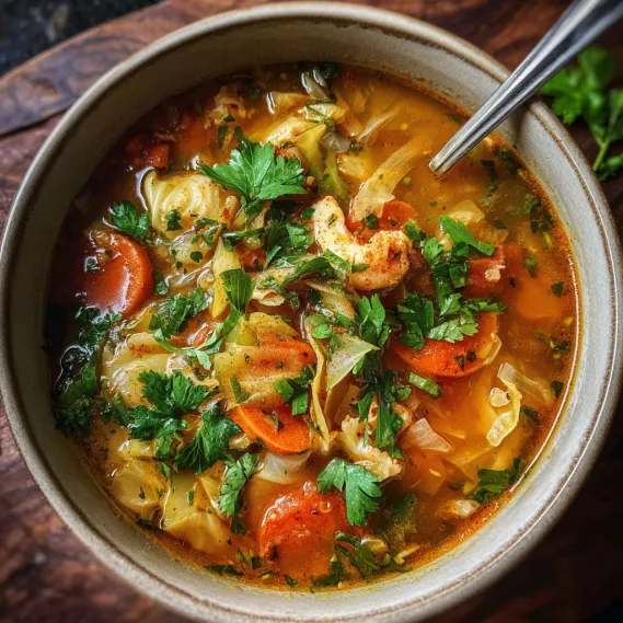A bowl of soup with vegetables and meat.