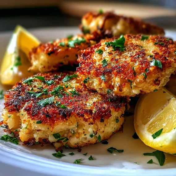 A plate of food with lemon wedges on top.