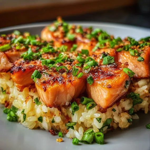 A plate of food with rice and fish.