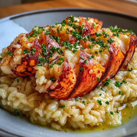 A plate of food with lobster and rice.