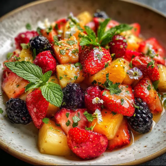 A bowl of fruit with strawberries, raspberries, and blueberries.