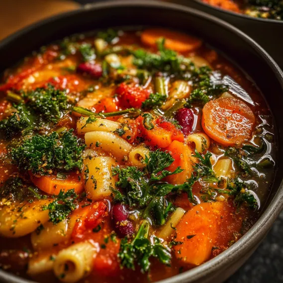 A bowl of soup with noodles and vegetables.