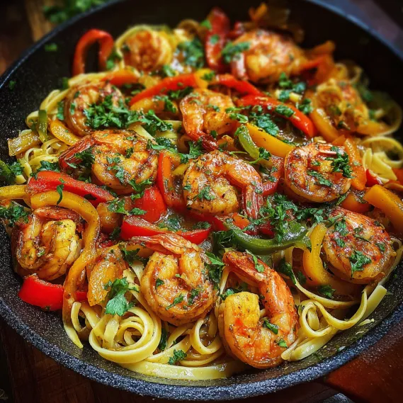 A bowl of shrimp and vegetables.