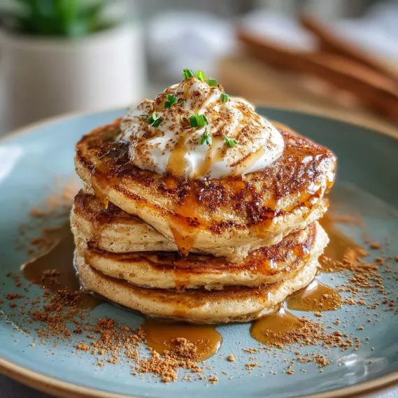 A stack of pancakes with syrup on top.