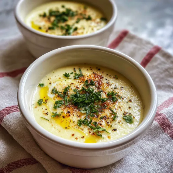 Two bowls of food on a table.