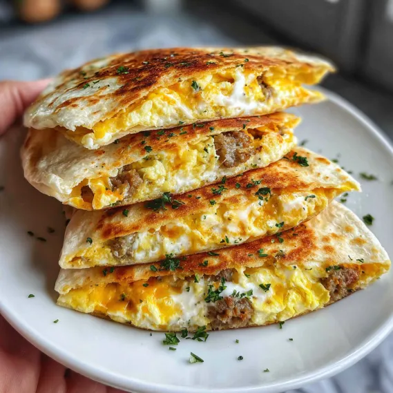 A stack of breakfast burritos.