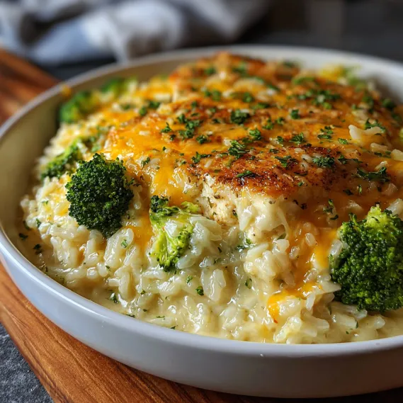 A bowl of rice with chicken and broccoli.