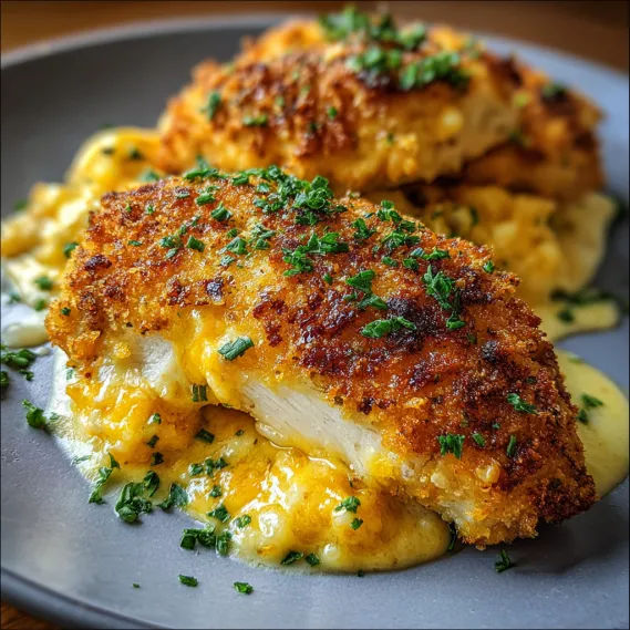 A plate of food with chicken and cheese.