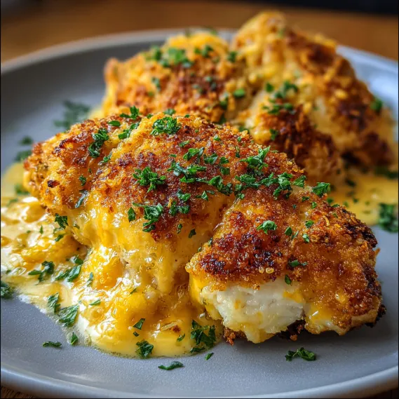 A plate of food with a green herb on top.