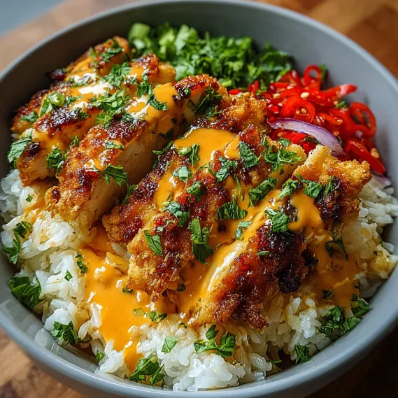 A bowl of food with rice and meat.