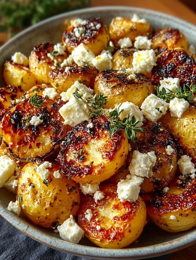 A bowl of food with cheese and potatoes.
