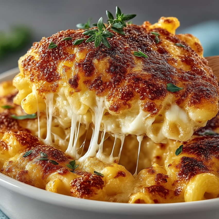 A bowl of macaroni and cheese.
