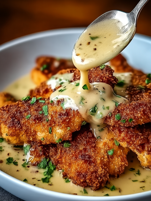 A bowl of food with a spoon in it.