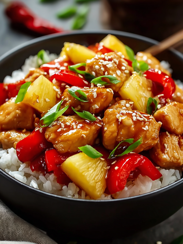 A bowl of food with rice and meat.