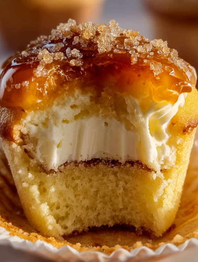 A cupcake with a bite taken out of it.