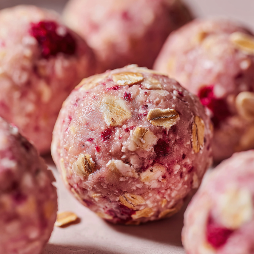 A pink ball with nuts on top.