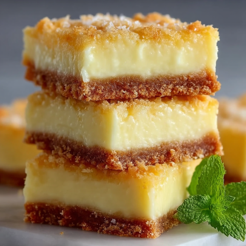 A stack of three cake slices.