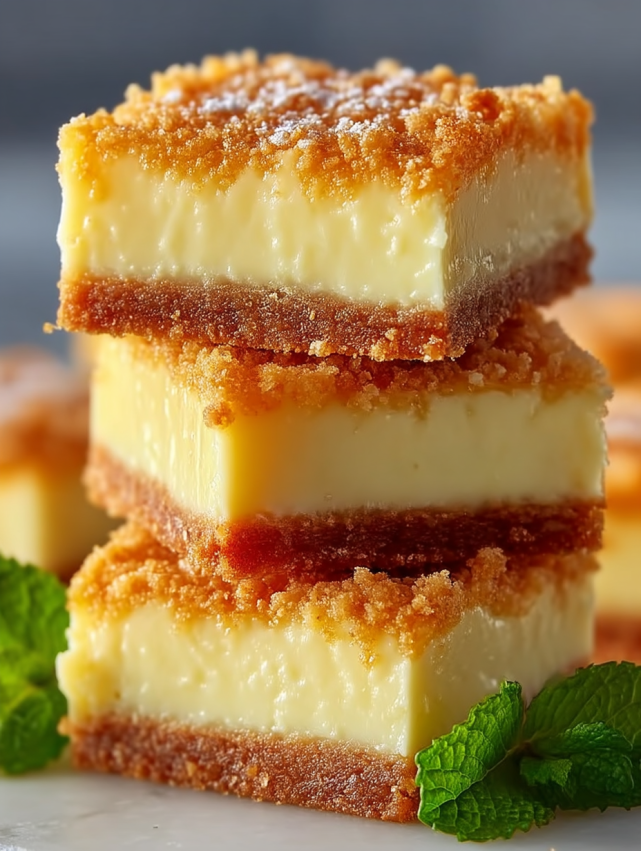 Three pieces of cake stacked on top of each other.