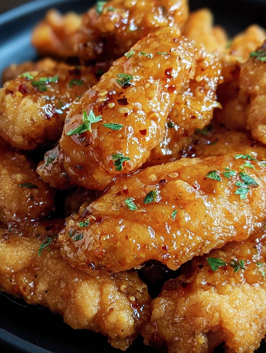 A plate of fried chicken with sauce.