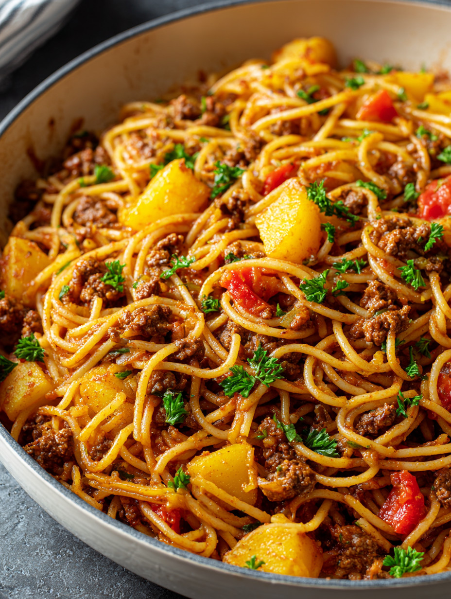 A bowl of spaghetti with meatballs and tomatoes.