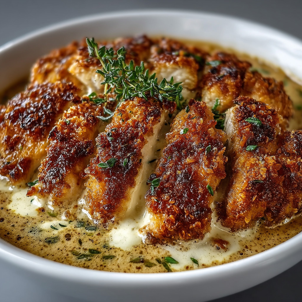 A bowl of food with chicken and herbs.