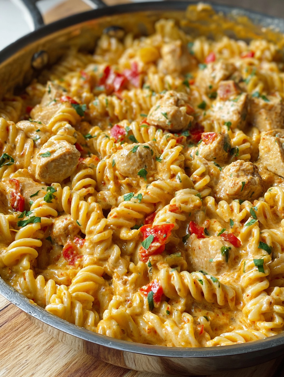 A bowl of pasta with meat and tomatoes.