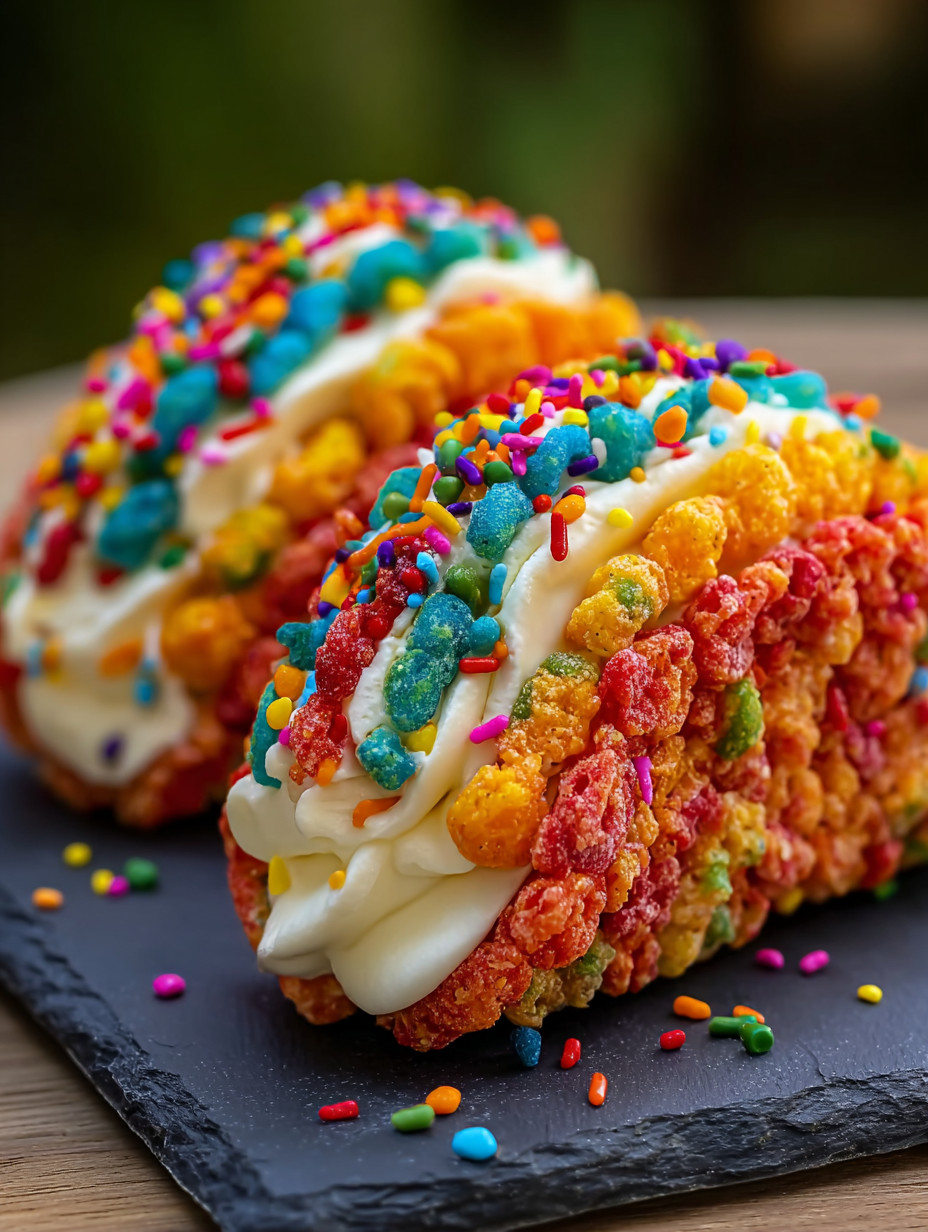 A colorful cake with rainbow sprinkles.