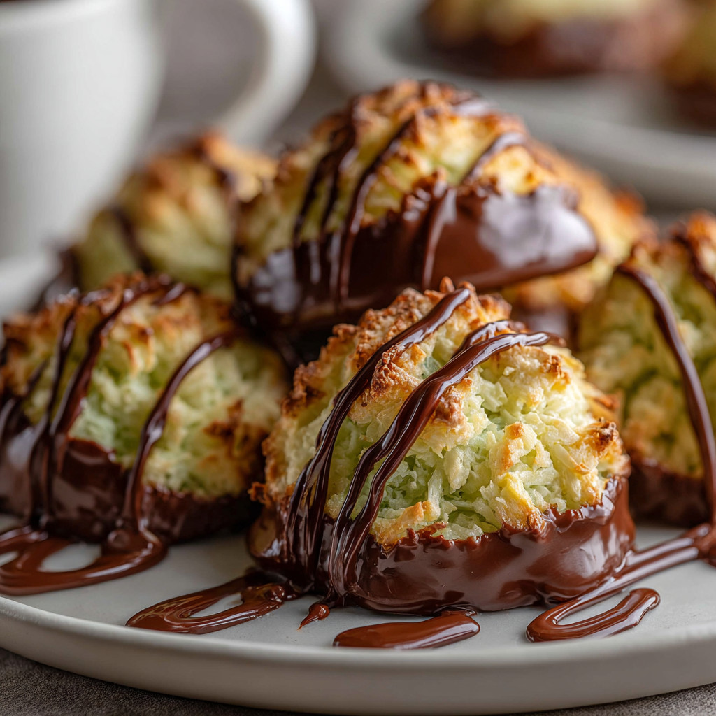 Chocolate drizzled over a pastry.