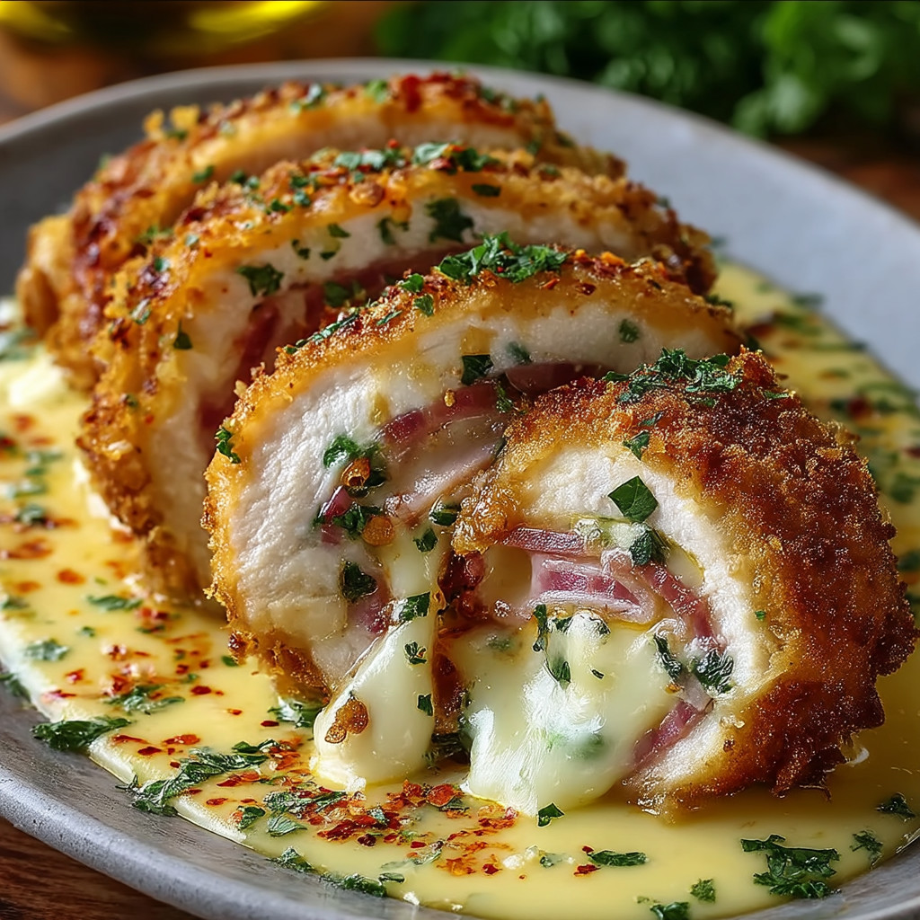 A plate of food with a sauce on it.