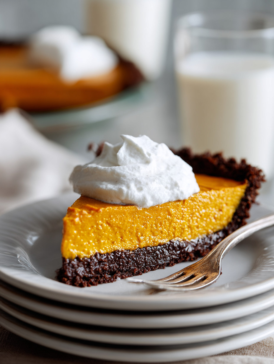 A slice of pie with whipped cream on top.