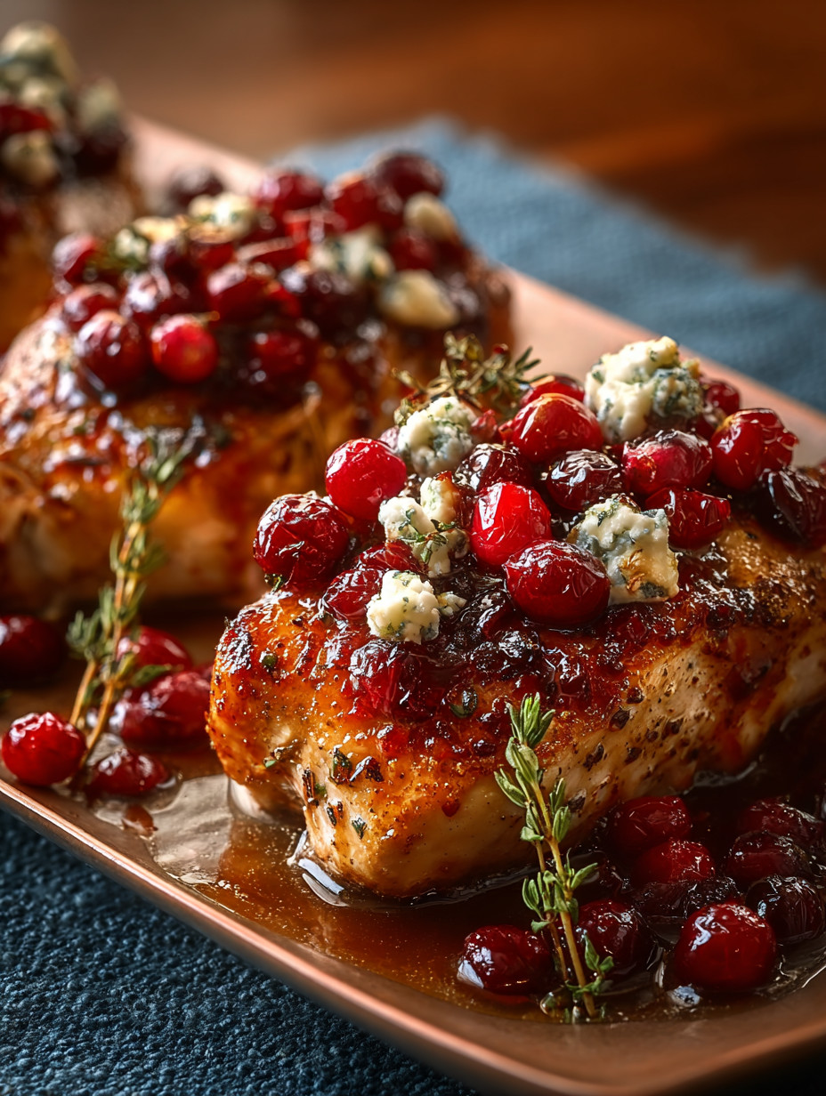 A plate of food with blueberries and cranberries on top.