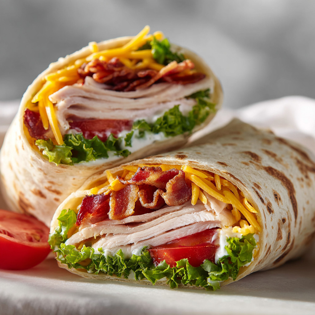 A sandwich with bacon and cheese.