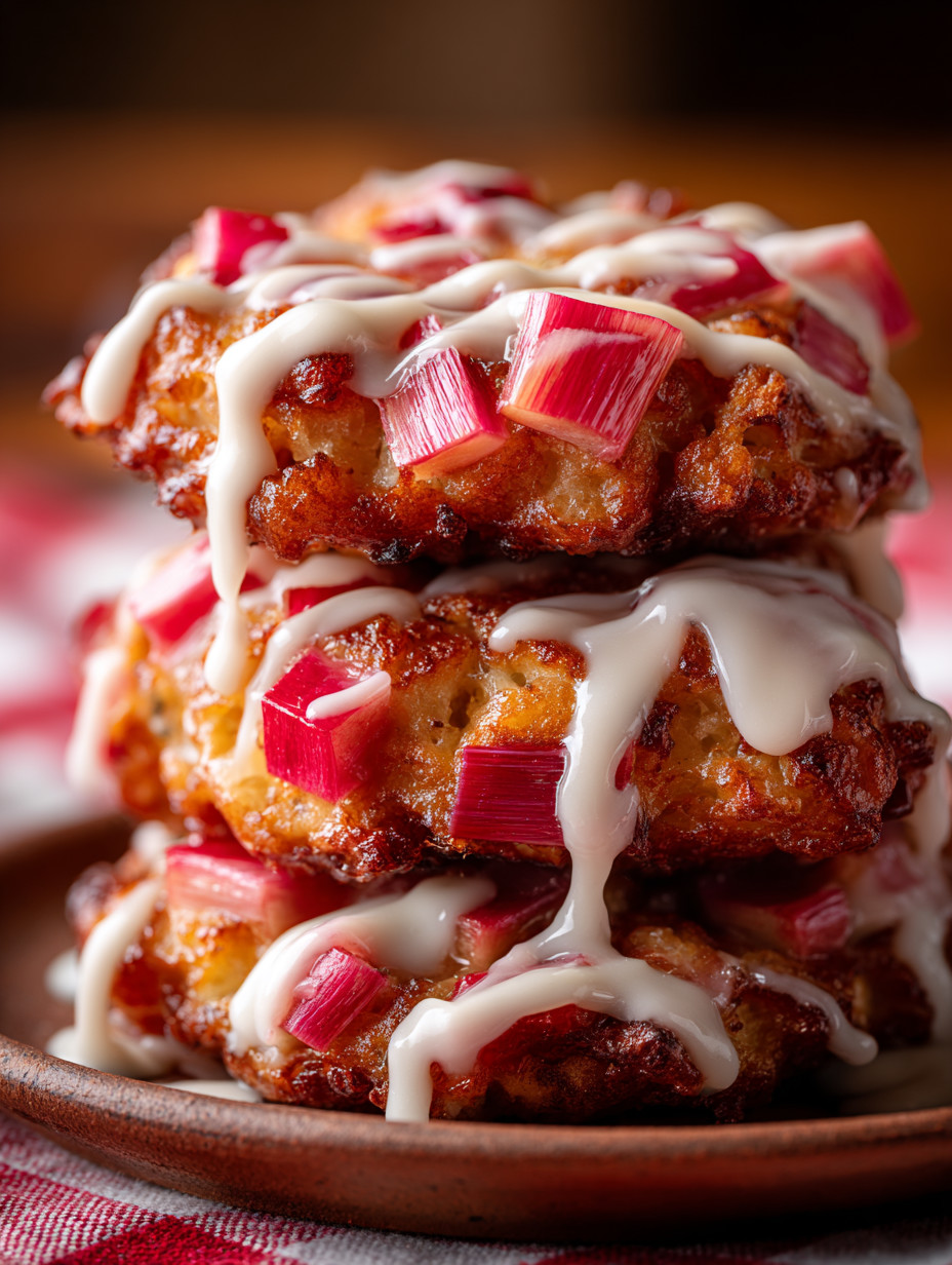 A stack of pancakes with pink sauce on top.