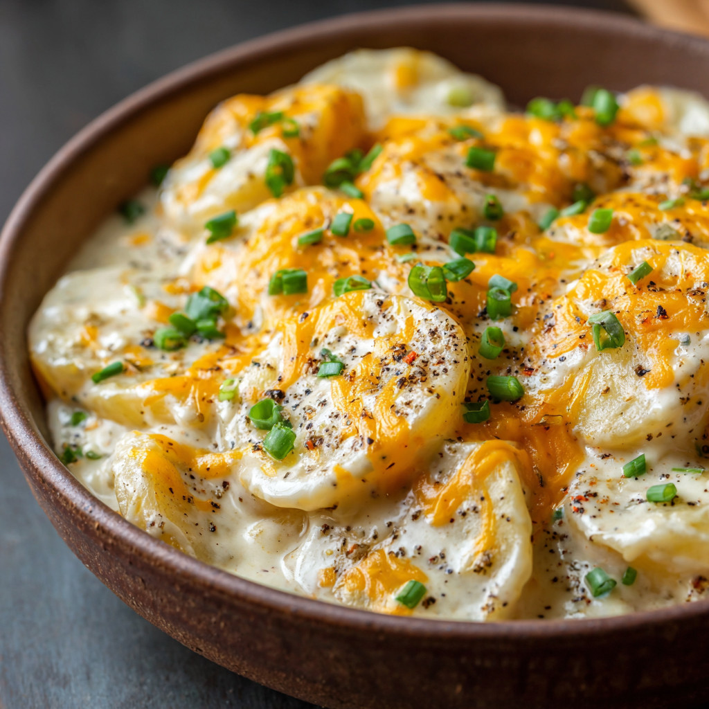 A bowl of food with cheese and peppers.