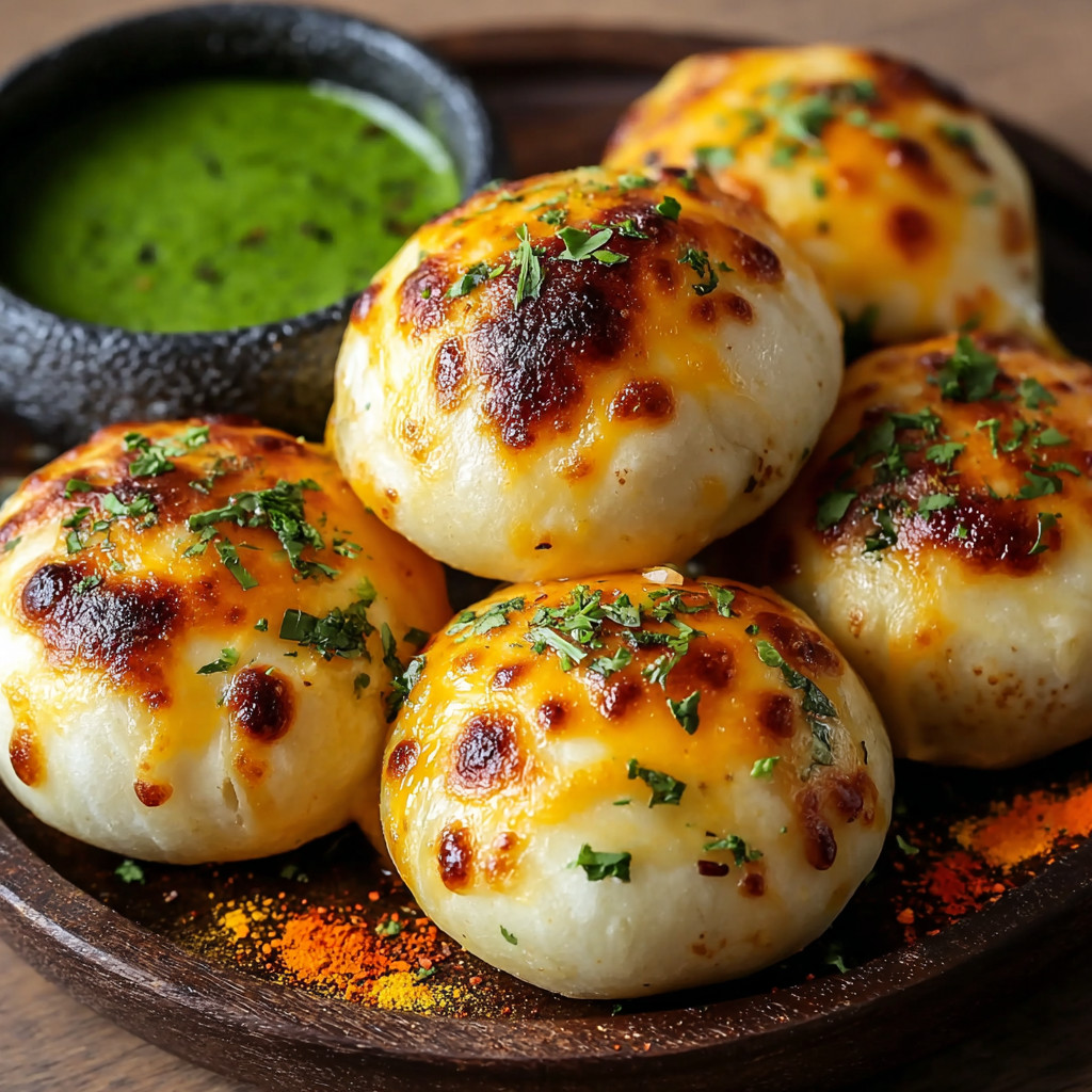 A plate of food with a green sauce.