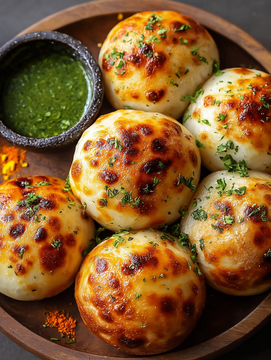 A plate of cheese bread with a bowl of sauce.