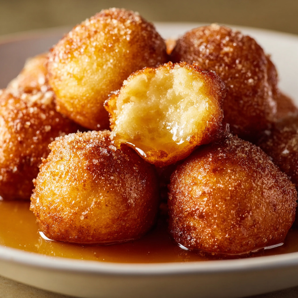 A plate of doughnuts with glaze.