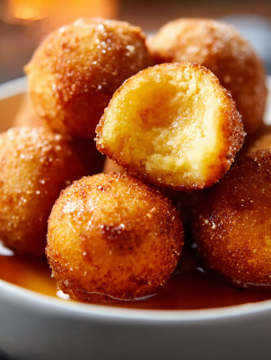 Bowl of doughnuts with sugar.