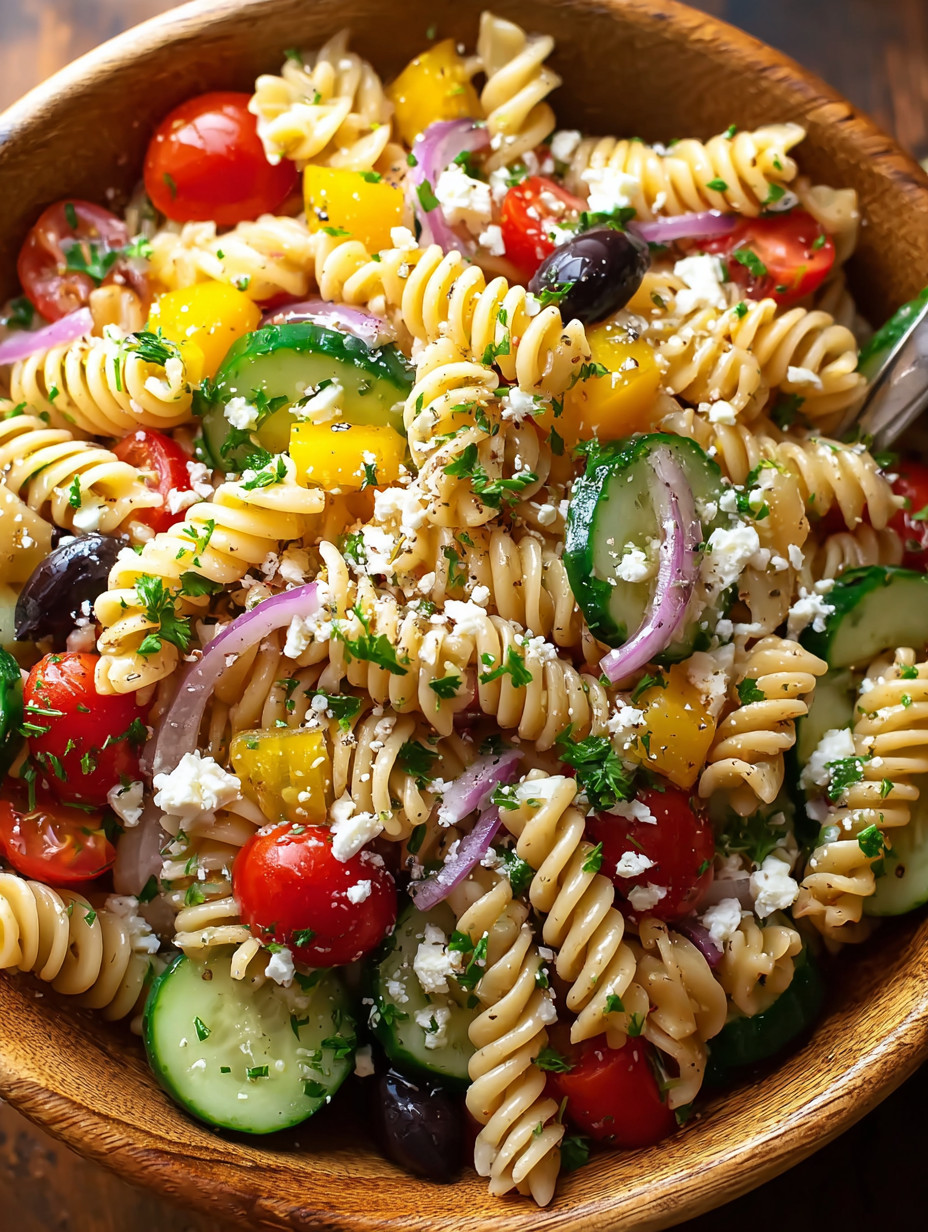 A bowl of pasta with vegetables.