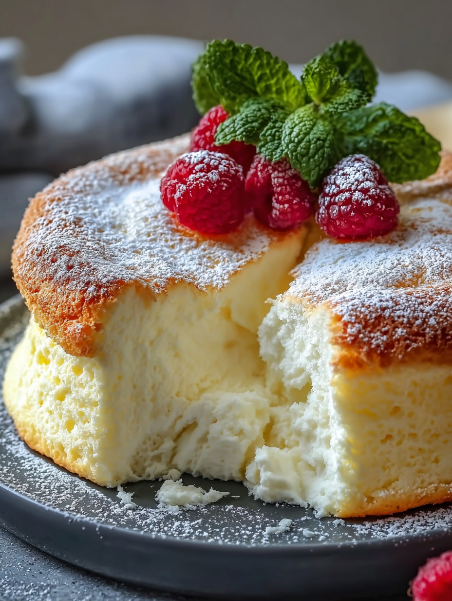 A slice of cake with raspberries on top.