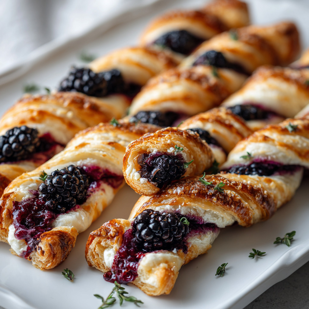 A plate of pastries with blueberries on top.