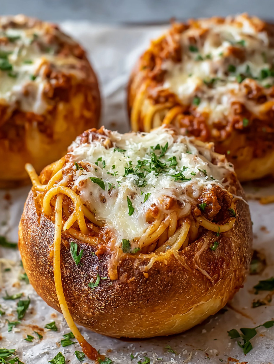 Two bowls of spaghetti with cheese.