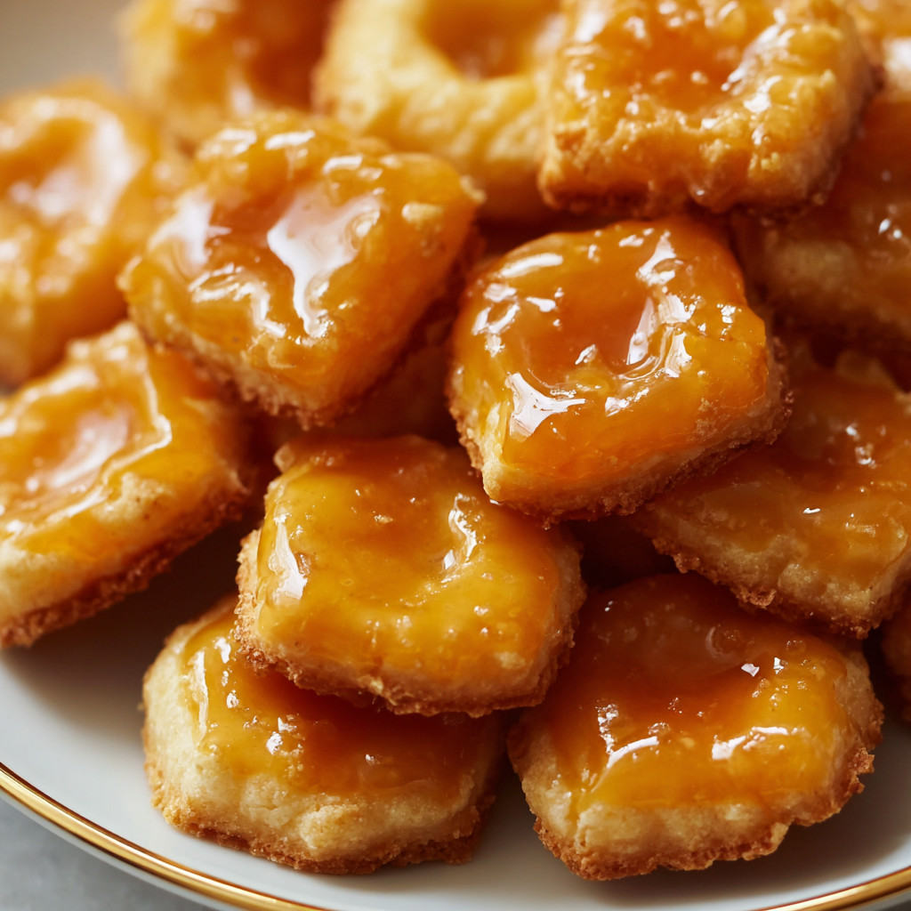 A plate of fried dough with syrup on it.