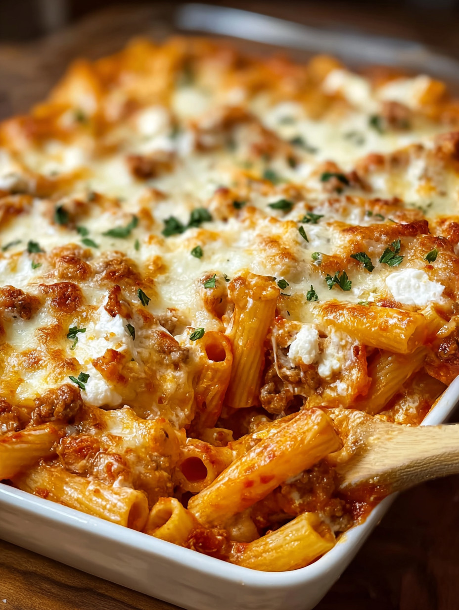 A bowl of pasta with meat and cheese.