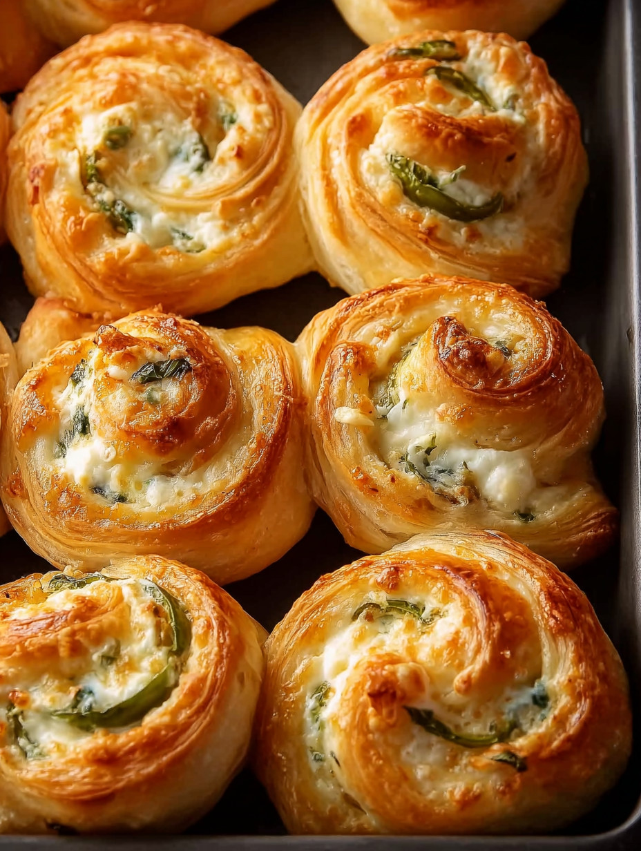 A tray of pastries with green toppings.